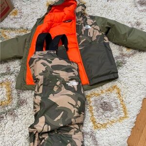 The North Face Green and Orange Camo Set